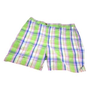 Cutter & Buck Madras Plaid Mens Size 38 Shorts Purple Green T29